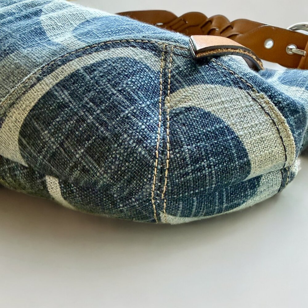 Coach Blue Denim Jumbo Signature Hobo Shoulder Bag F12190 - Picture 4 of 8